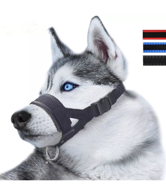 Adjustable Loop Nylon Fabric Dog Muzzle Anti-Biting Anti-Barking Anti-Chewing for Puppy to Medium Large Dog Training