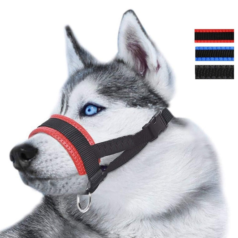 Adjustable Loop Nylon Fabric Dog Muzzle Anti-Biting Anti-Barking Anti-Chewing for Puppy to Medium Large Dog Training