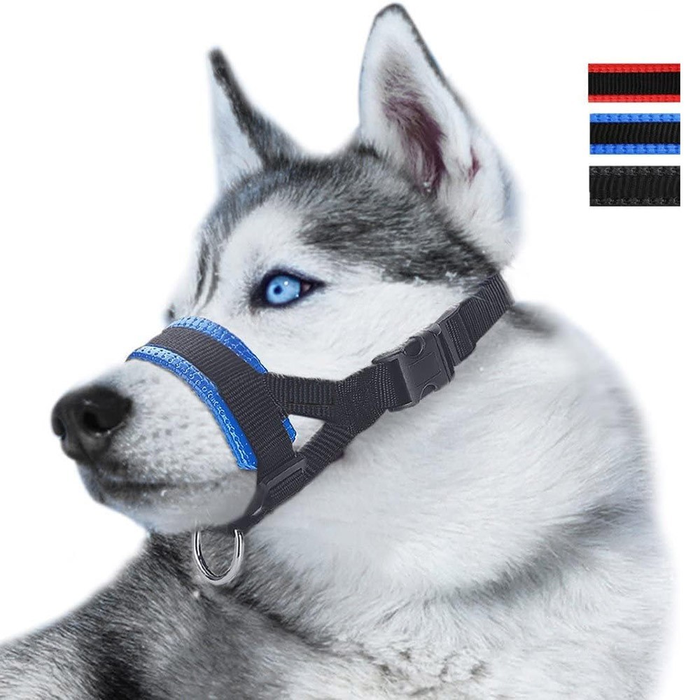 Adjustable Loop Nylon Fabric Dog Muzzle Anti-Biting Anti-Barking Anti-Chewing for Puppy to Medium Large Dog Training