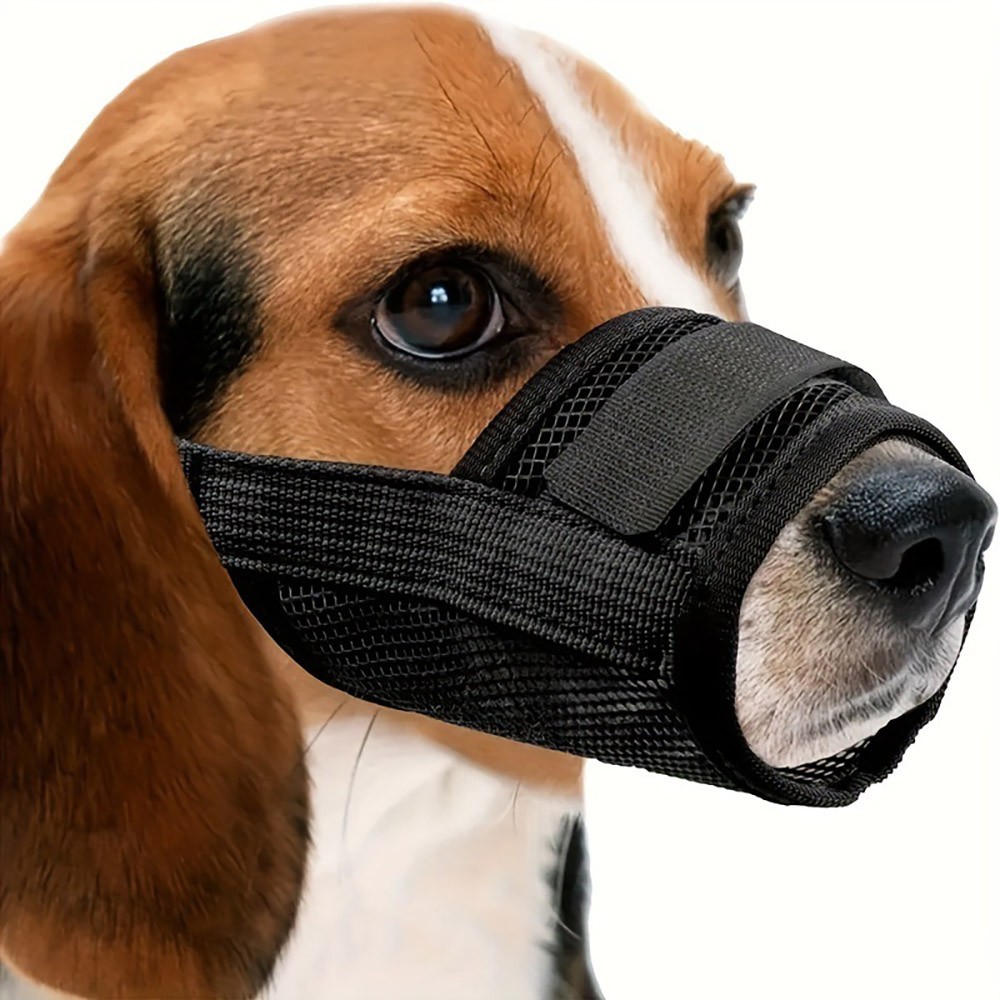 Adjustable Loop Mesh Fabric Dog Muzzle Anti-Biting Anti-Barking Anti-Chewing for Puppy to Medium Large Dog Training