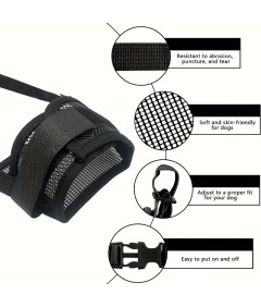 Adjustable Loop Mesh Fabric Dog Muzzle Anti-Biting Anti-Barking Anti-Chewing for Puppy to Medium Large Dog Training