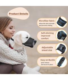 Adjustable Loop Mesh Fabric Dog Muzzle Anti-Biting Anti-Barking Anti-Chewing for Puppy to Medium Large Dog Training