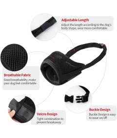 Adjustable Loop Mesh Fabric Dog Muzzle Anti-Biting Anti-Barking Anti-Chewing for Puppy to Medium Large Dog Training