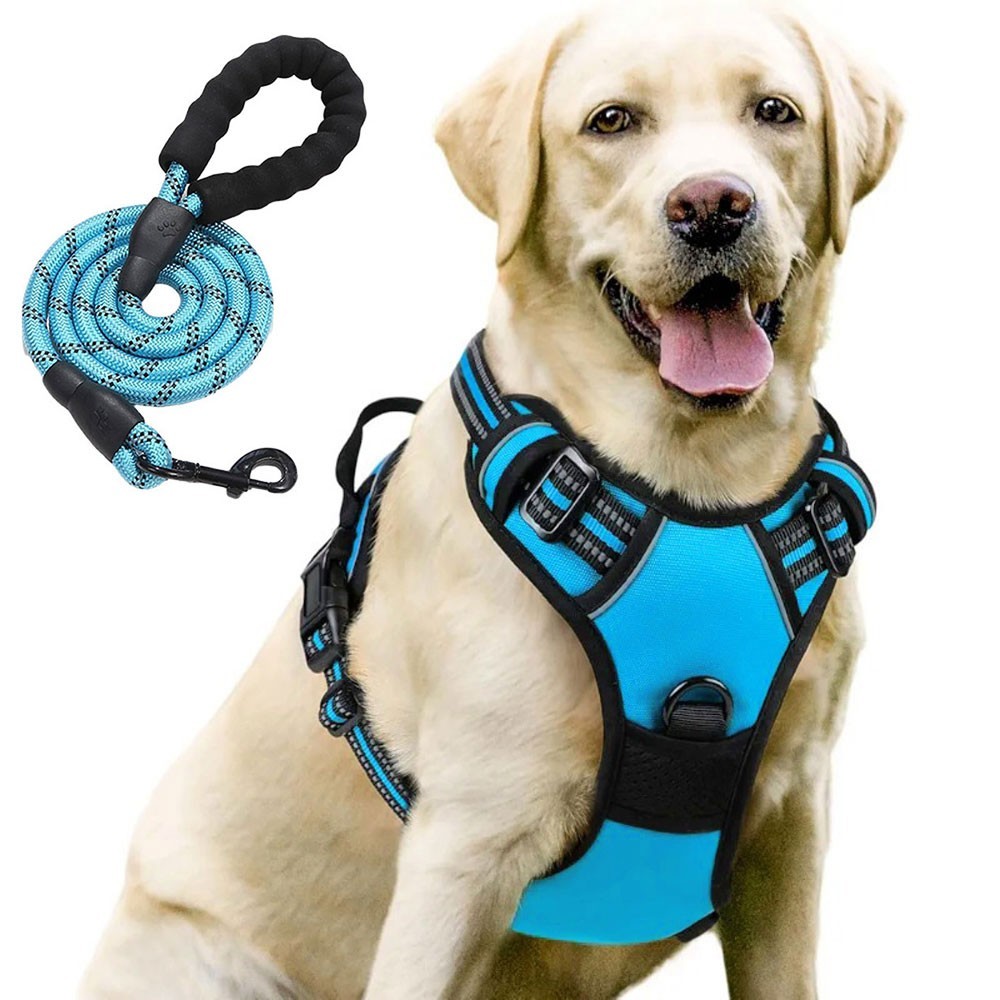 Night Reflective No-Pull Dog Harness with Handle and Slip Leads for Puppy to Medium Large Dog Training