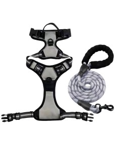 Night Reflective No-Pull Dog Harness with Handle and Slip Leads for Puppy to Medium Large Dog Training