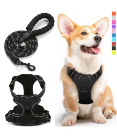 Night Reflective No-Pull Dog Harness with Handle and Slip Leads for Puppy to Medium Large Dog Training