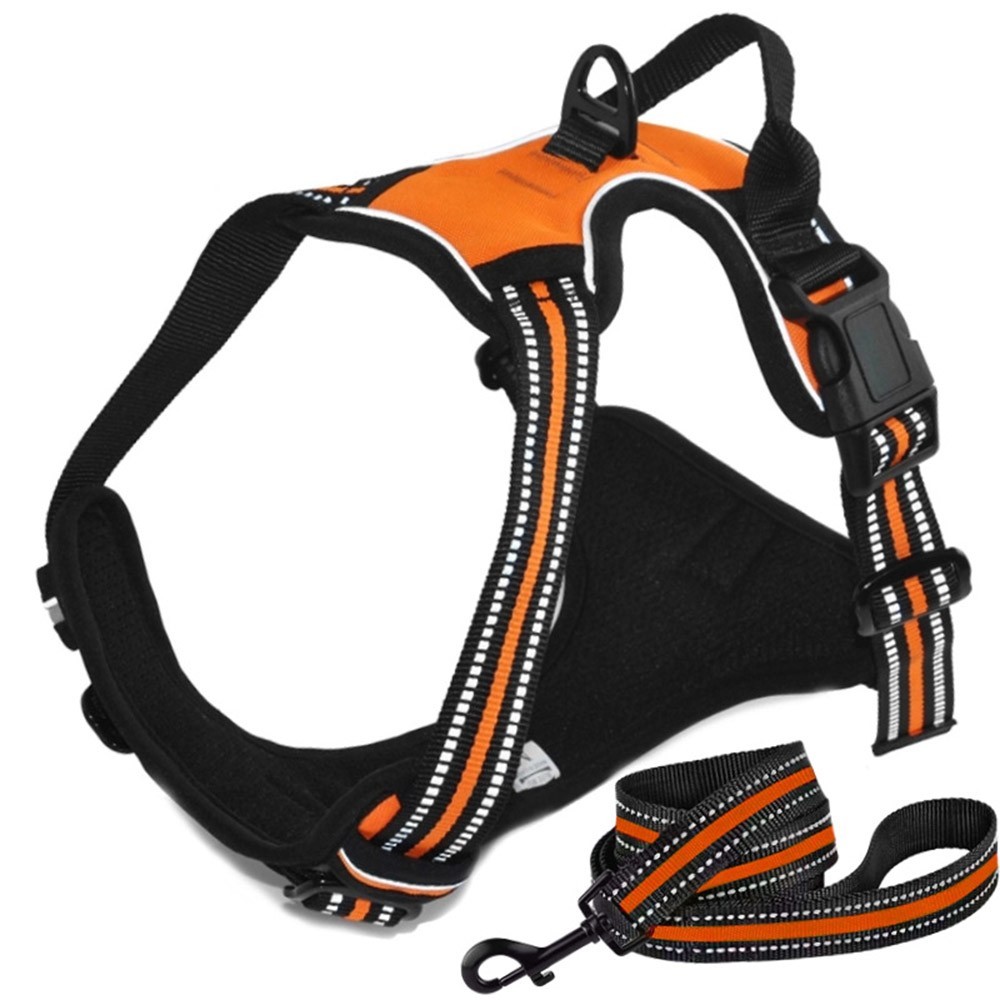 Night Reflective No-Pull Dog Harness with Handle and Slip Leads for Puppy to Medium Large Dog Training