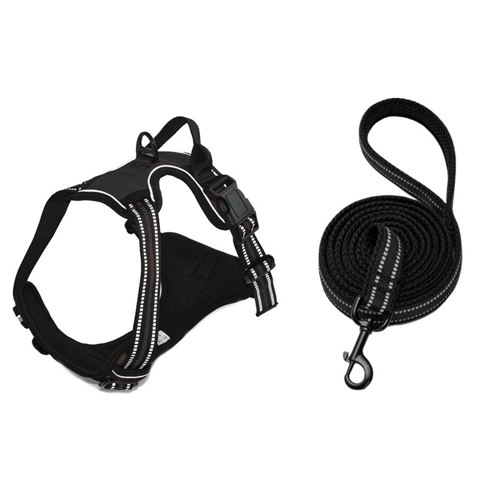 Night Reflective No-Pull Dog Harness with Handle and Slip Leads for Puppy to Medium Large Dog Training