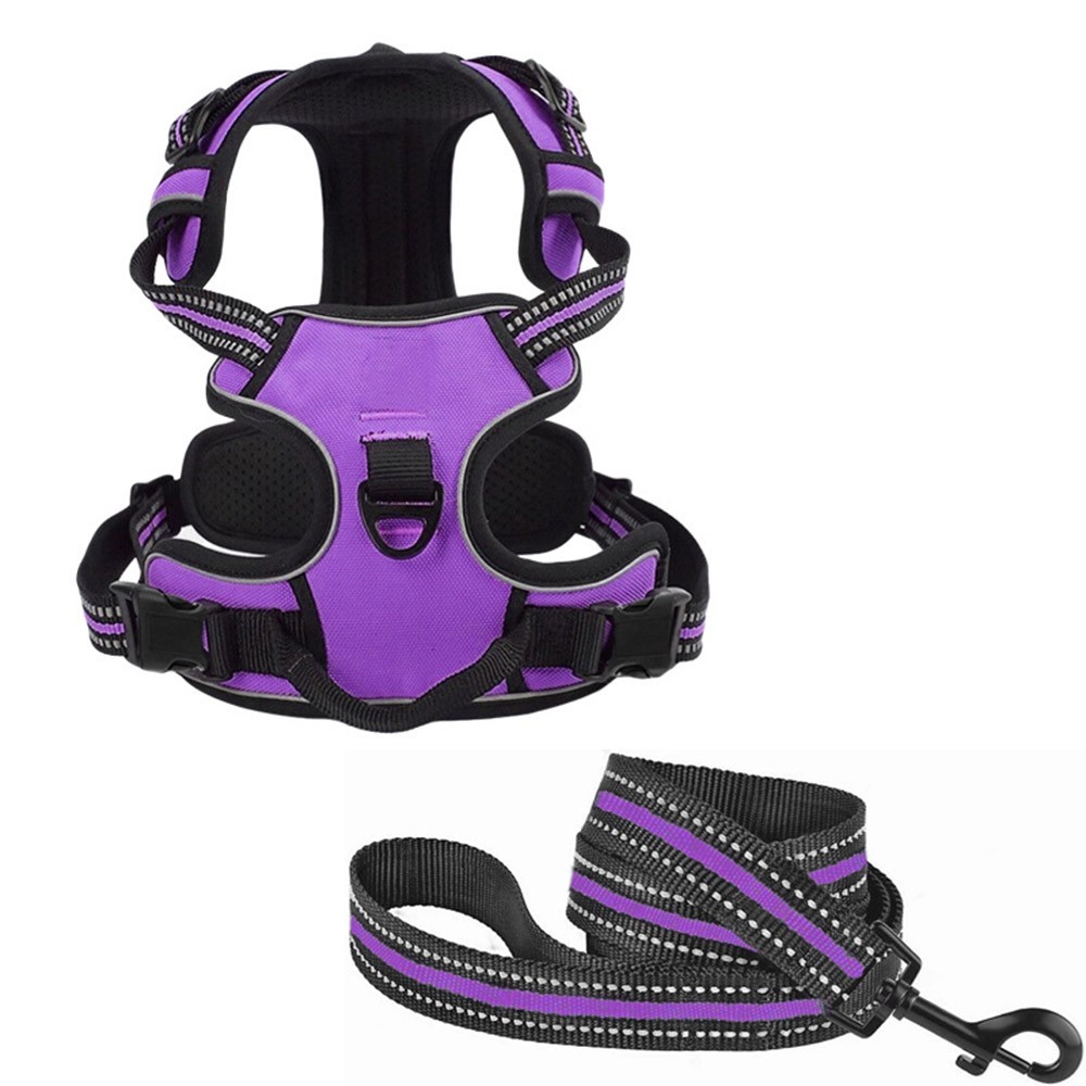 Night Reflective No-Pull Dog Harness with Handle and Slip Leads for Puppy to Medium Large Dog Training