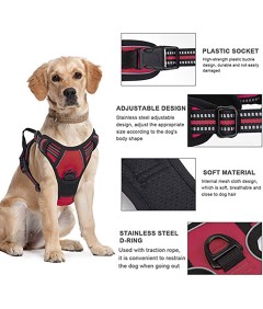 Night Reflective No-Pull Dog Harness with Handle and Slip Leads for Puppy to Medium Large Dog Training