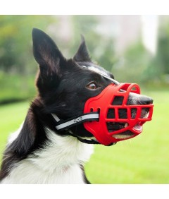 Night Reflective Soft Plastic Basket Dog Muzzle Anti-Biting Anti-Barking Anti-Chewing for Puppy to Medium Large Dogs Training