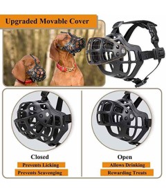 Soft Silicone Adjustable Dog Basket Muzzle with Removable Cover Anti-Biting Anti-Barking for Puppy to Medium Large Dog Training