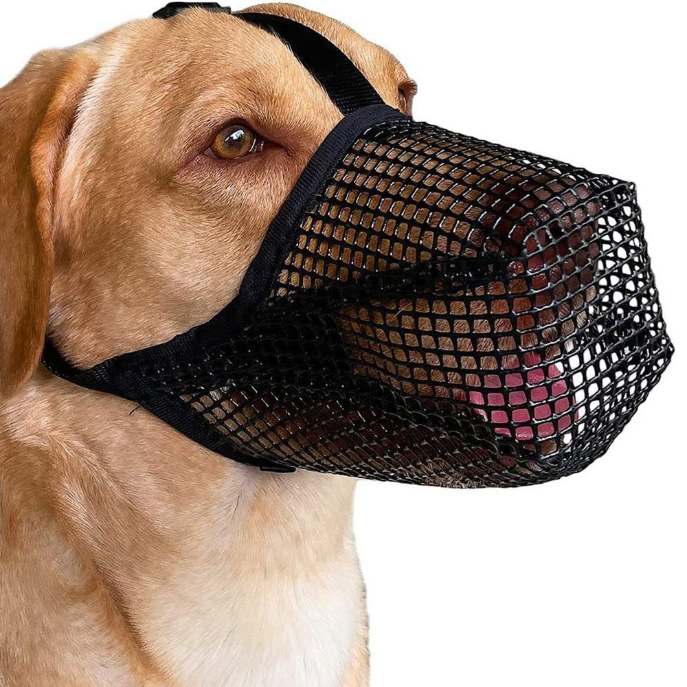 Adjustable Soft Mesh Nylon Dog Muzzle for Scavenging Biting Licking and Chewing for Small Medium Large Dogs Training