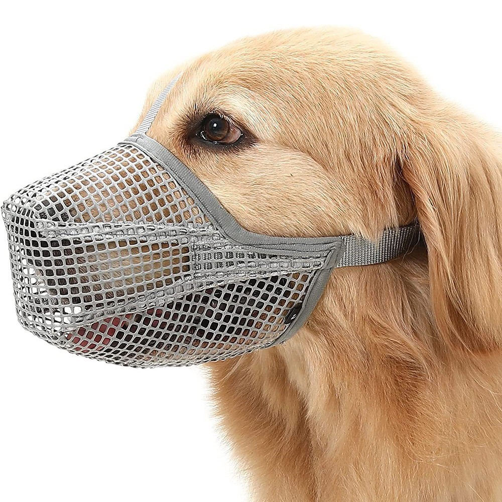 Adjustable Soft Mesh Nylon Dog Muzzle for Scavenging Biting Licking and Chewing for Small Medium Large Dogs Training