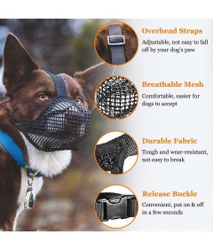 Adjustable Soft Mesh Nylon Dog Muzzle for Scavenging Biting Licking and Chewing for Small Medium Large Dogs Training