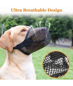 Adjustable Soft Mesh Nylon Dog Muzzle for Scavenging Biting Licking and Chewing for Small Medium Large Dogs Training