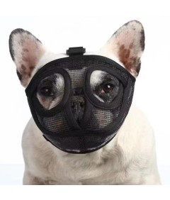 Adjustable Short Snout Breathable Mesh Dog Muzzle for British French Bulldog Shih Tzu Pug to Prevent Biting Barking Chewing