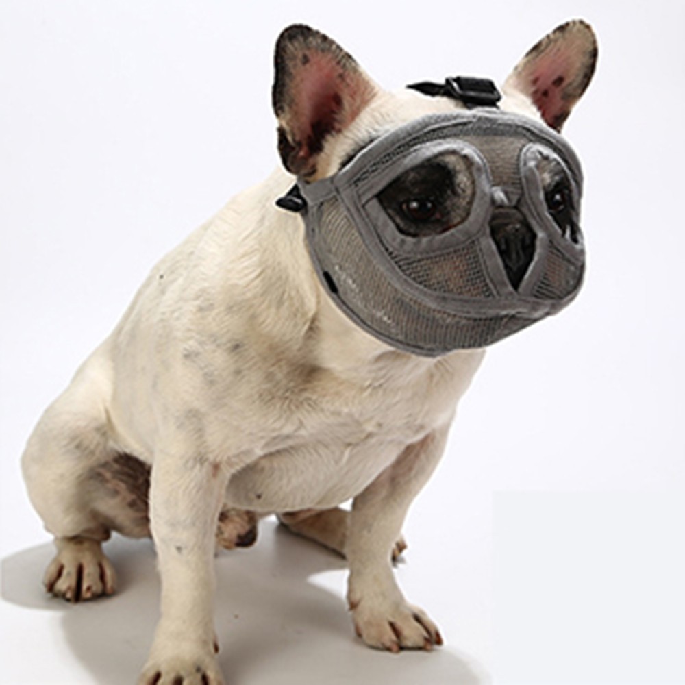 Adjustable Short Snout Breathable Mesh Dog Muzzle for British French Bulldog Shih Tzu Pug to Prevent Biting Barking Chewing