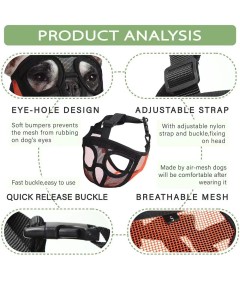 Adjustable Short Snout Breathable Mesh Dog Muzzle for British French Bulldog Shih Tzu Pug to Prevent Biting Barking Chewing