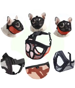 Adjustable Short Snout Breathable Mesh Dog Muzzle for British French Bulldog Shih Tzu Pug to Prevent Biting Barking Chewing