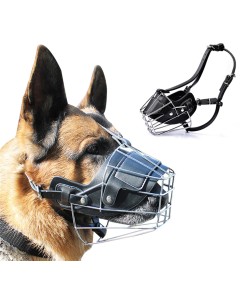 Adjustable Metal Leather Straps Durable Stainless Steel Basket Dog Muzzle for Medium Large Dog Anti-Bite Guard Dog Mouth Cover