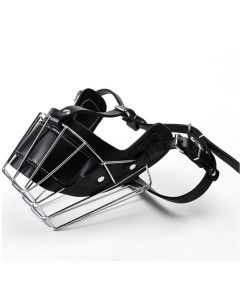 Adjustable Metal Leather Straps Durable Stainless Steel Basket Dog Muzzle for Medium Large Dog Anti-Bite Guard Dog Mouth Cover