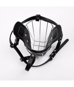 Adjustable Metal Leather Straps Durable Stainless Steel Basket Dog Muzzle for Medium Large Dog Anti-Bite Guard Dog Mouth Cover