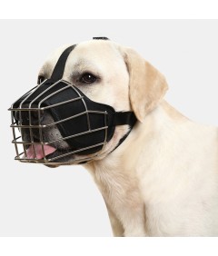 Adjustable Nylon Fabric Strap Durable Stainless Steel Basket Dog Muzzle Training for Medium Large Dog Anti-Bite Guard Mouth Cage