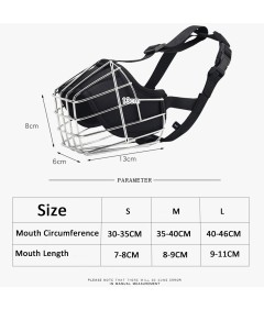 Adjustable Nylon Fabric Strap Durable Stainless Steel Basket Dog Muzzle Training for Medium Large Dog Anti-Bite Guard Mouth Cage