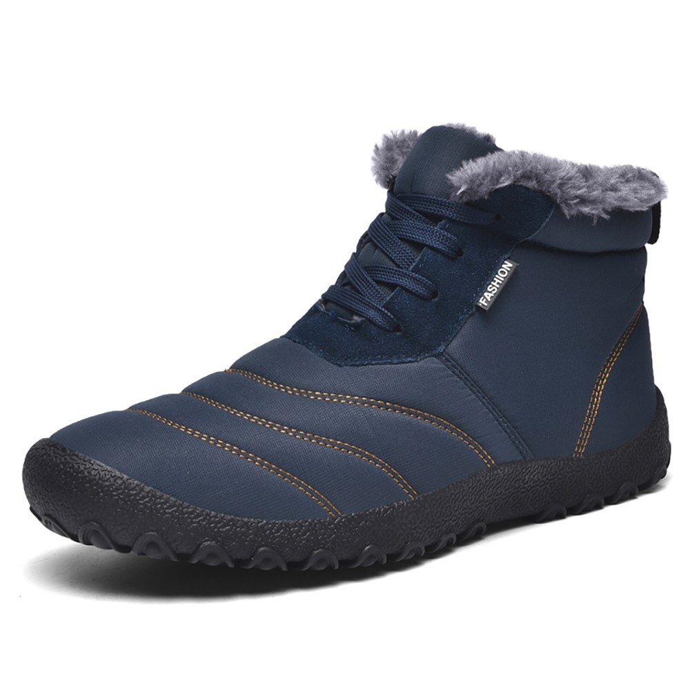 Große Herren Schneestiefel mit Rutschfester Gummisohle Baumwolle Stiefel