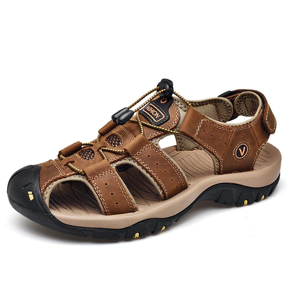 Sandalen aus echtem Leder für Herren Lässig zum Wandern Trekking oder Spazierengehen