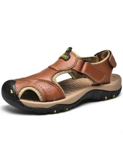 Große geschlossene Zehenpartie aus echtem Leder mit magischem Aufkleber Lässige Outdoor Sandalen für Herren