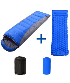 210cm x 75cm 4 Season Cotton Sleeping Bag and 190cm x 60cm Foot Operated TPU Self Inflatable Air Sleeping Pad Bundle