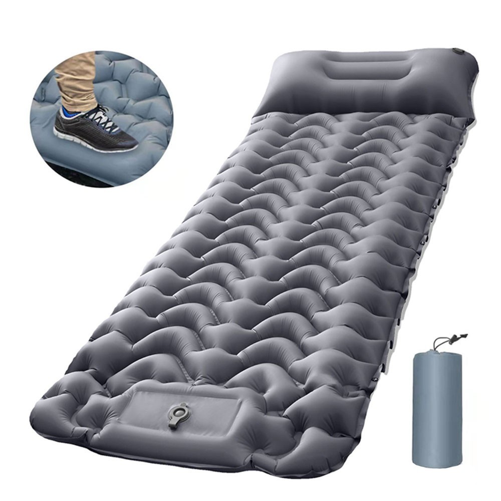 Wave Pattern Plus Size Foot Operated TPU Thickening Self Inflatable Camping Sleeping Pad