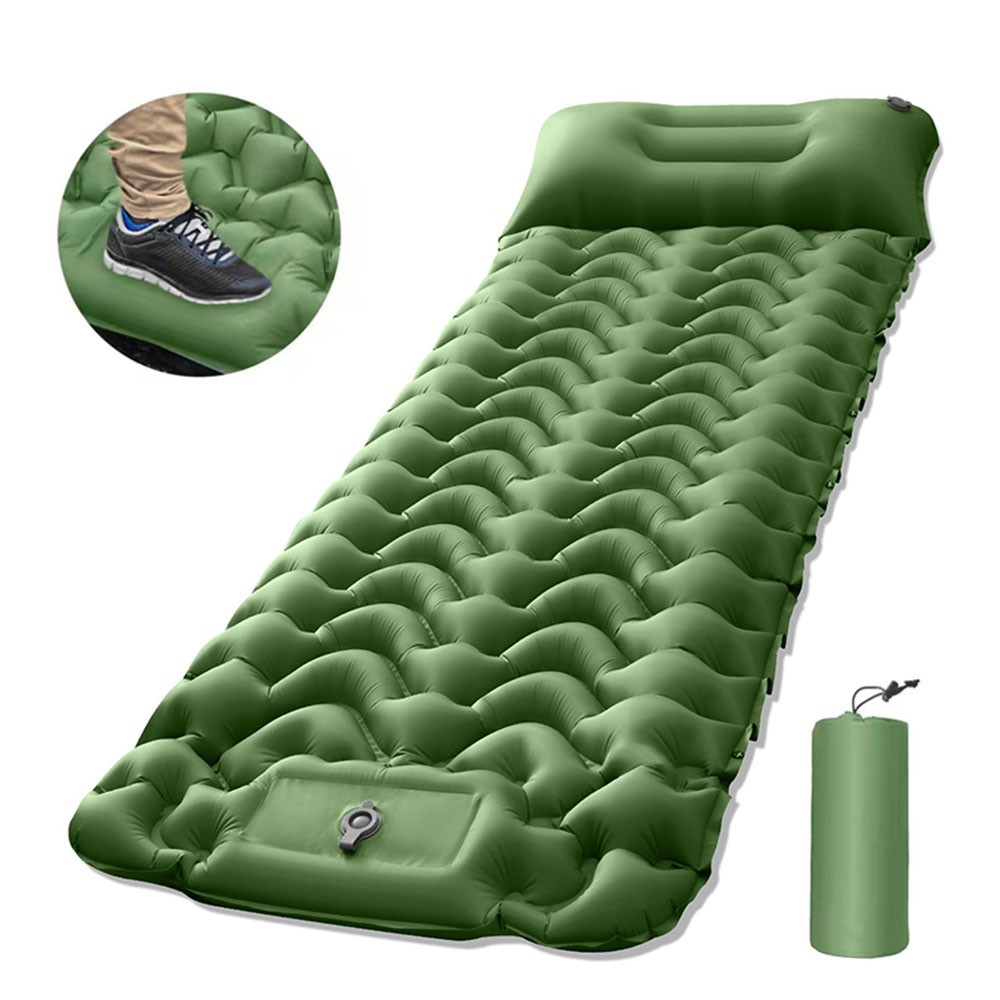 Wave Pattern Plus Size Foot Operated TPU Thickening Self Inflatable Camping Sleeping Pad