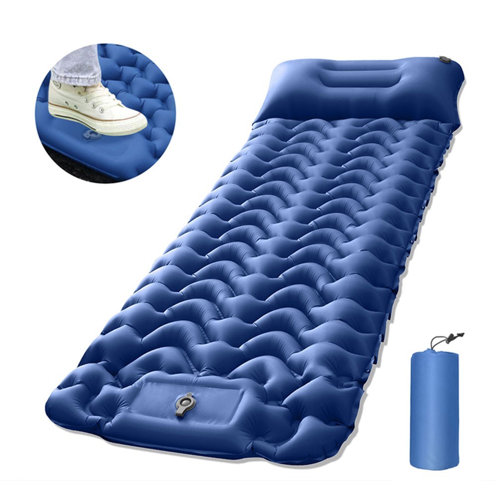 Wave Pattern Plus Size Foot Operated TPU Thickening Self Inflatable Camping Sleeping Pad