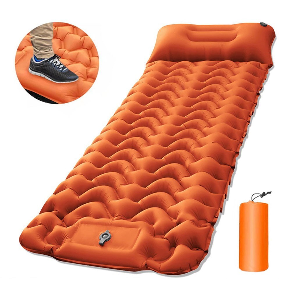 Wave Pattern Plus Size Foot Operated TPU Thickening Self Inflatable Camping Sleeping Pad