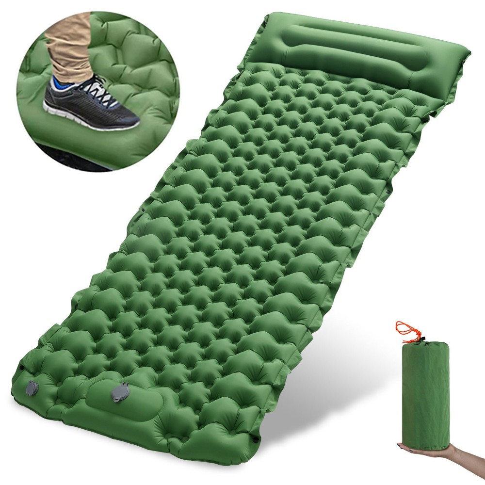 Foot-operated TPU Thickening Splicable Self Inflatable Air Camping Sleeping Pad