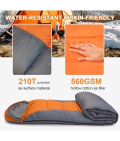 210cm x 75cm 4 Seasons Splice Color Cotton Sleeping Bag for Camping Hiking