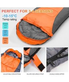 210cm x 75cm 4 Seasons Splice Color Cotton Sleeping Bag for Camping Hiking