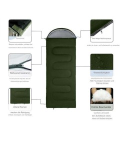 210cm x 75cm 4 Season Cotton Sleeping Bag and 190cm x 60cm Foot Operated TPU Self Inflatable Air Sleeping Pad Bundle