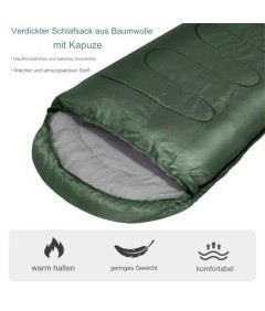 210cm x 75cm 4 Season Cotton Sleeping Bag and 190cm x 60cm Foot Operated TPU Self Inflatable Air Sleeping Pad Bundle