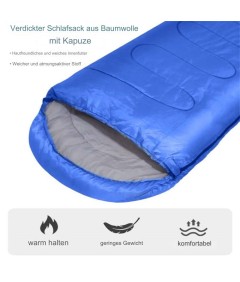 210cm x 75cm 4 Jahreszeiten Baumwoll Schlafsack für Camping Wandern