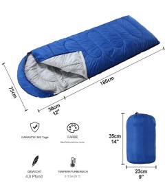 210cm x 75cm 4 Jahreszeiten Baumwoll Schlafsack für Camping Wandern