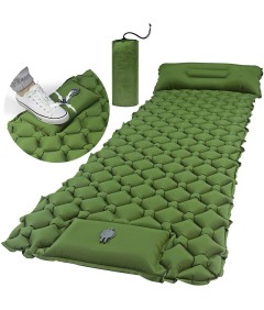 210cm x 75cm 4 Season Cotton Sleeping Bag and 190cm x 60cm Foot Operated TPU Self Inflatable Air Sleeping Pad Bundle