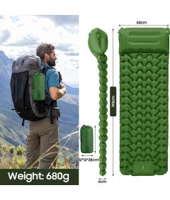 210cm x 75cm 4 Season Cotton Sleeping Bag and 190cm x 60cm Foot Operated TPU Self Inflatable Air Sleeping Pad Bundle